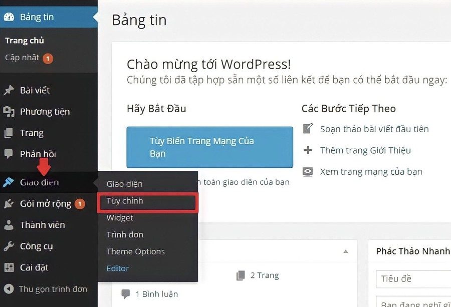 tuy chinh giao dien website WordPress